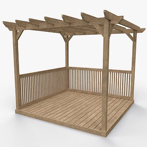 3D PBR Wooden Pergola Gazebo C5 model