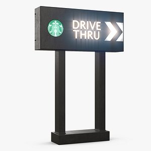 Starbucks Drive Thru Sign Light On