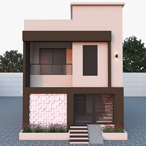 80 Sqyd Modern Double Story Villa Exterior 3D Model 3D model