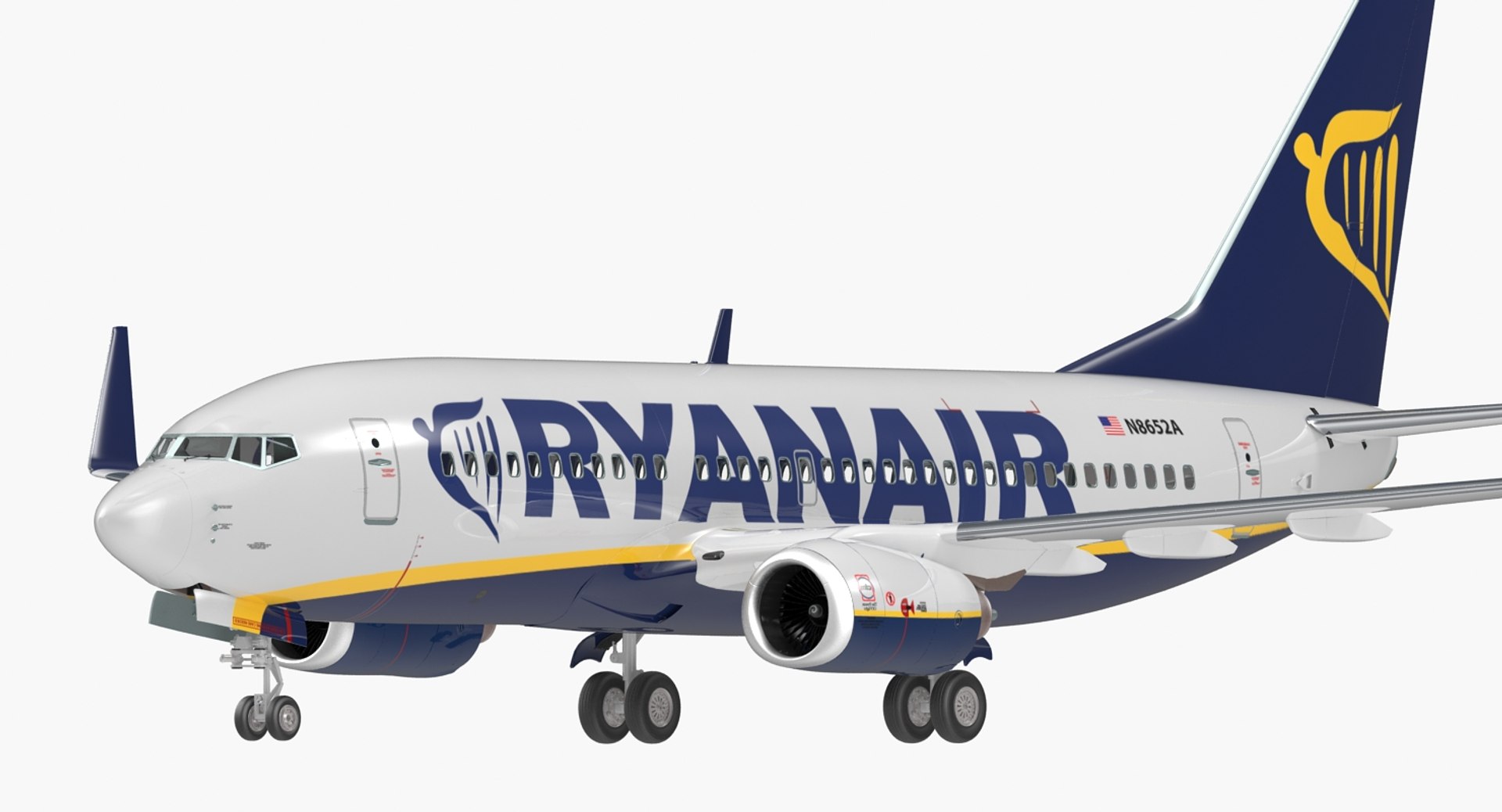 Boeing 737-700 Ryanair Rigged 3D Model 3D model preview