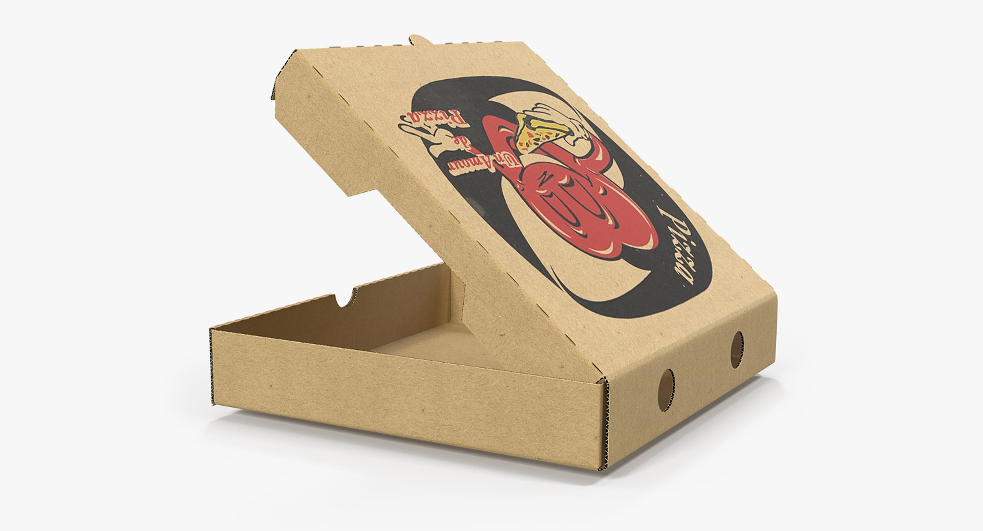 Medium Size Open Pizza Box 3D model preview