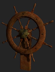 dirty wooden steering wheel model