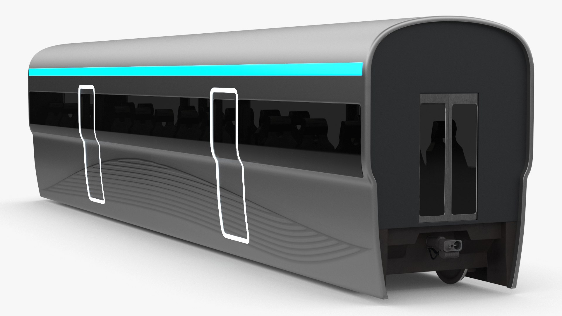 Futuristic Passenger Wagon Silver 3D model preview