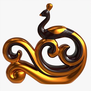 Modern Peacock Ceramic Figurine gold 3D model