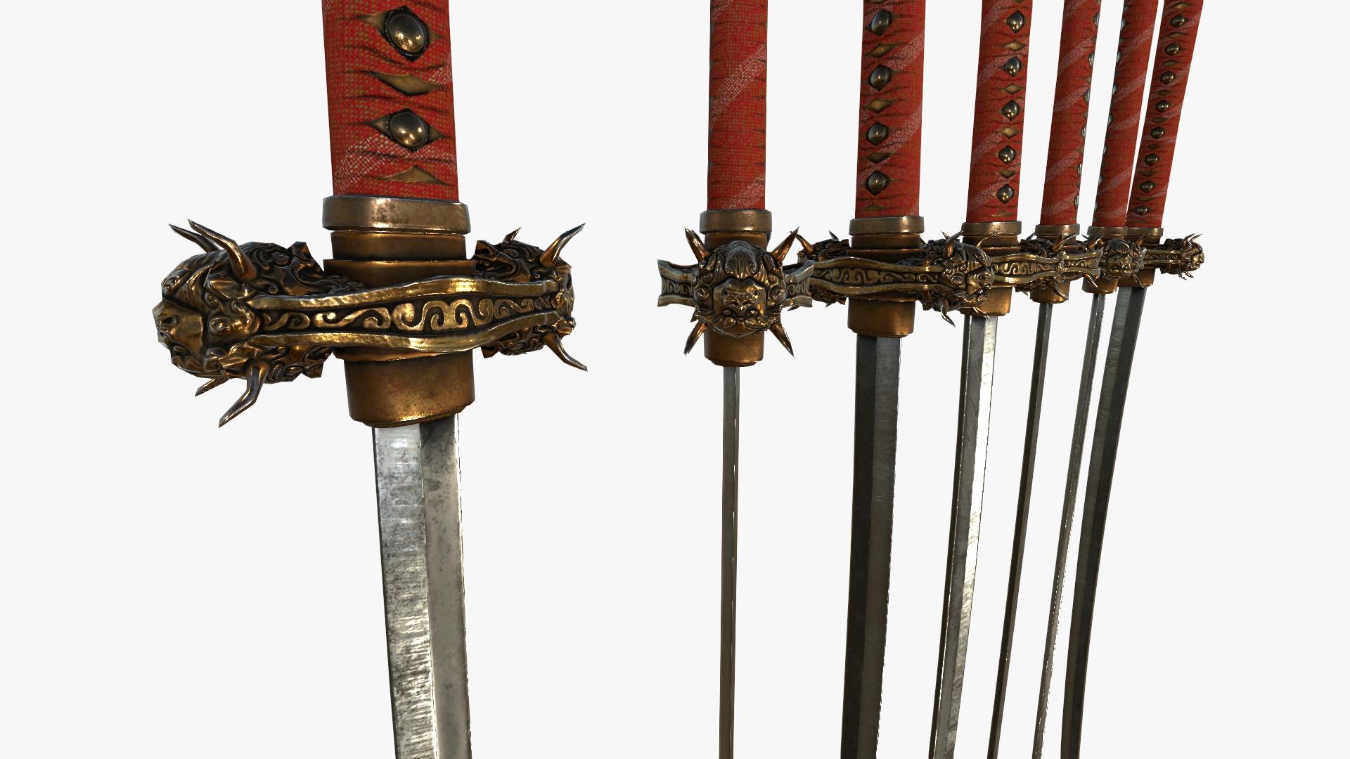 3D Fantasy Sword RPG Japanese Katana Uchigatana Tachi Nagamaki