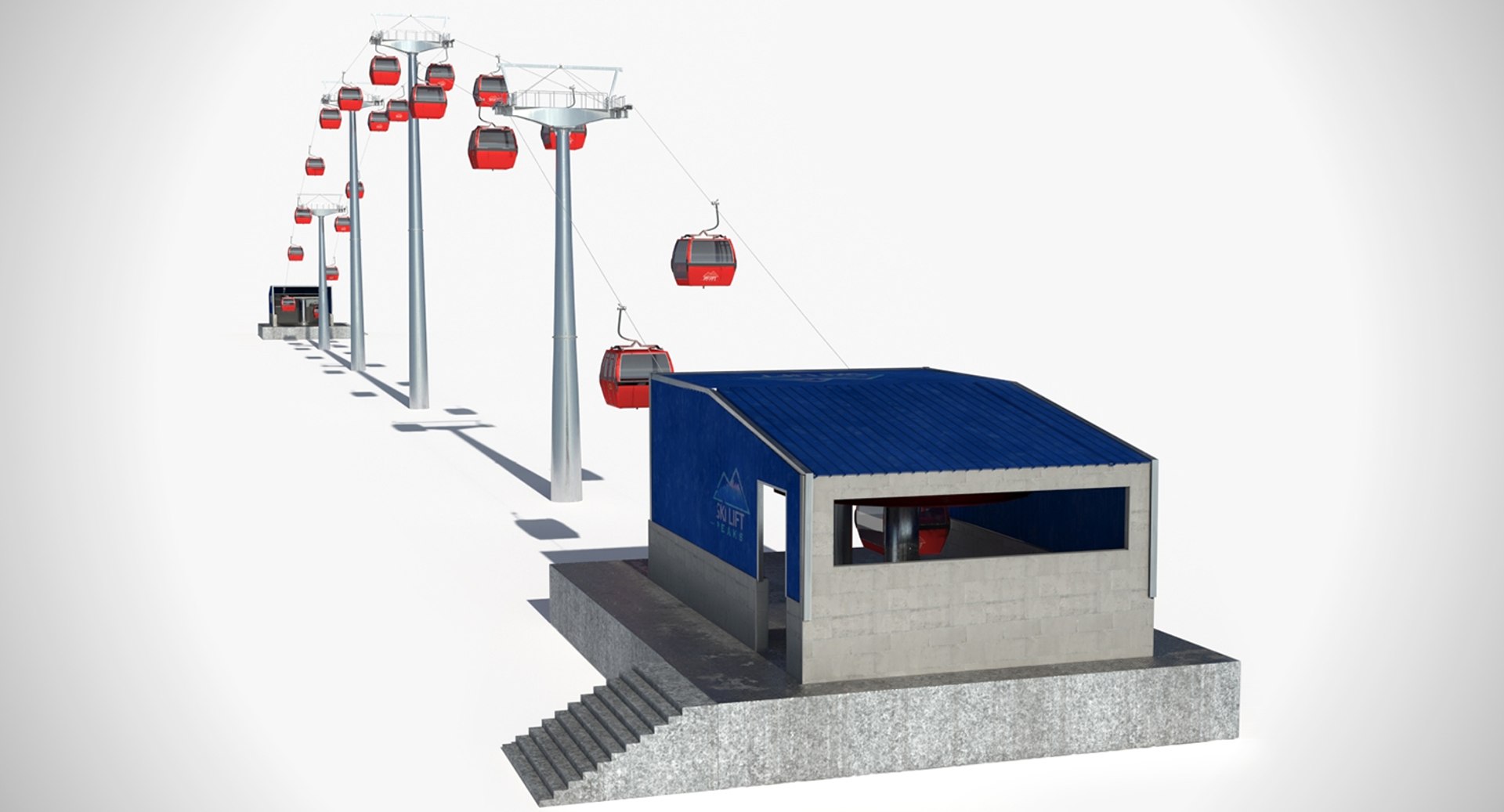 Ski lift cableway rigging animation model - TurboSquid 1416967