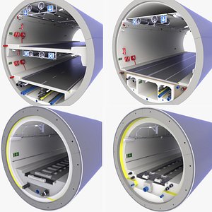 3D Railway and Road Tunnels cross-section v10 model