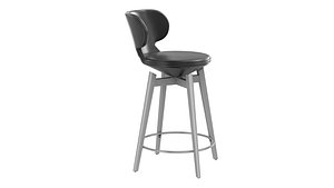 Custom made bar chair in black leather 3D model