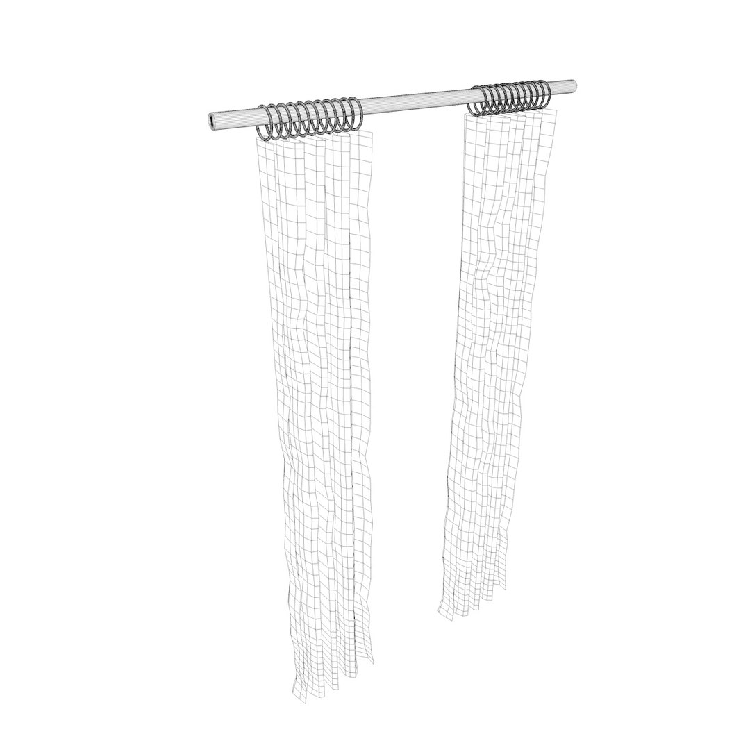 Curtains fabric rods 3D model - TurboSquid 1267421