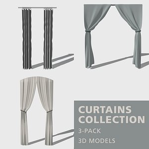 curtains fabric rods 3D model