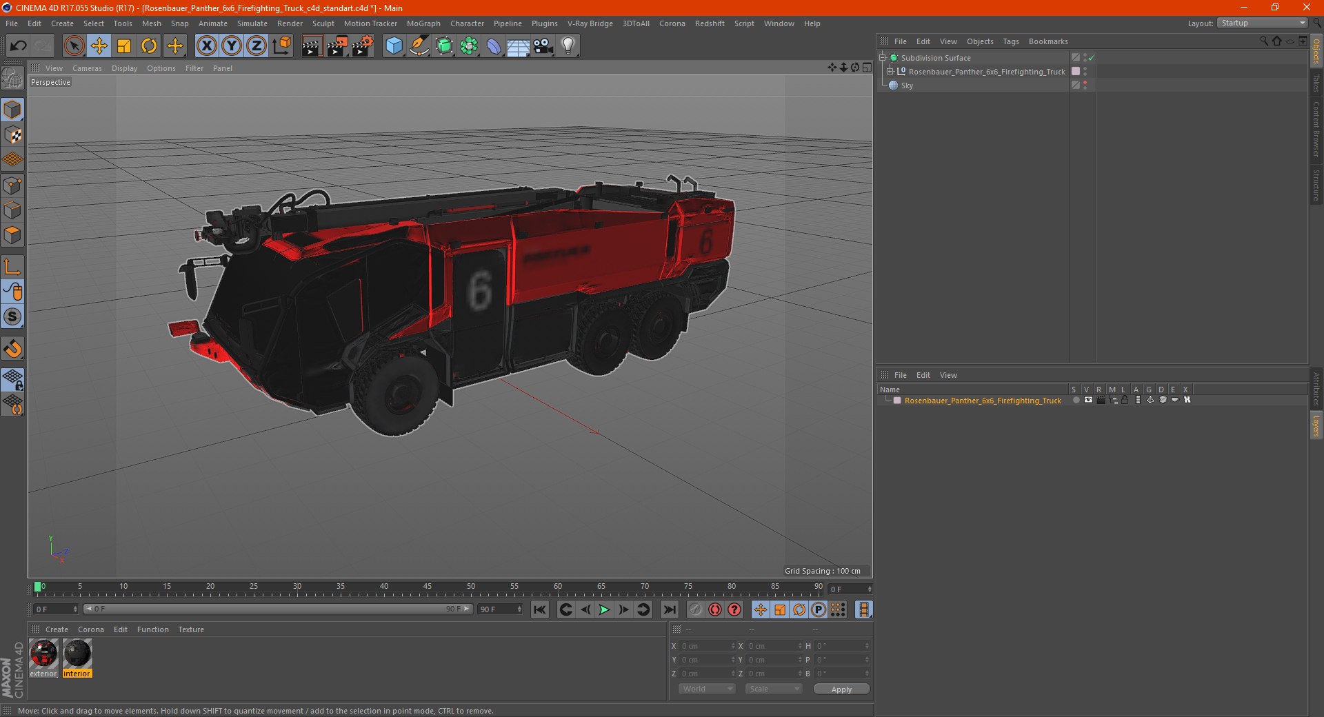 Rosenbauer Panther 6x6 Firefighting Truck 3D model preview
