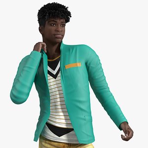 Dark Skin Teenager Fashionable Style Rigged for Maya
