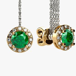 5mm Emerald Stud Gold Earrings model