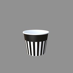 3D model empty striped 02 popcorn tub Black