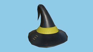 3D Black Yellow Wizard Hat - Character Design Fashion