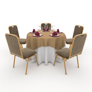 Banquet Table and Chair 05 3D model
