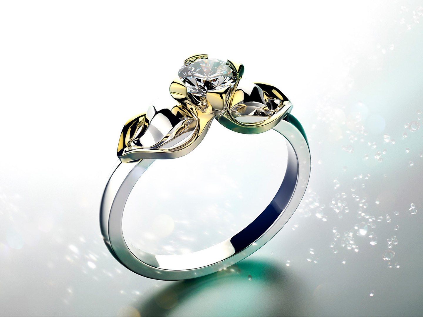 Engagement wedding ring with gem 0103 set of sizes 3dm OBJ STL 3D model ...