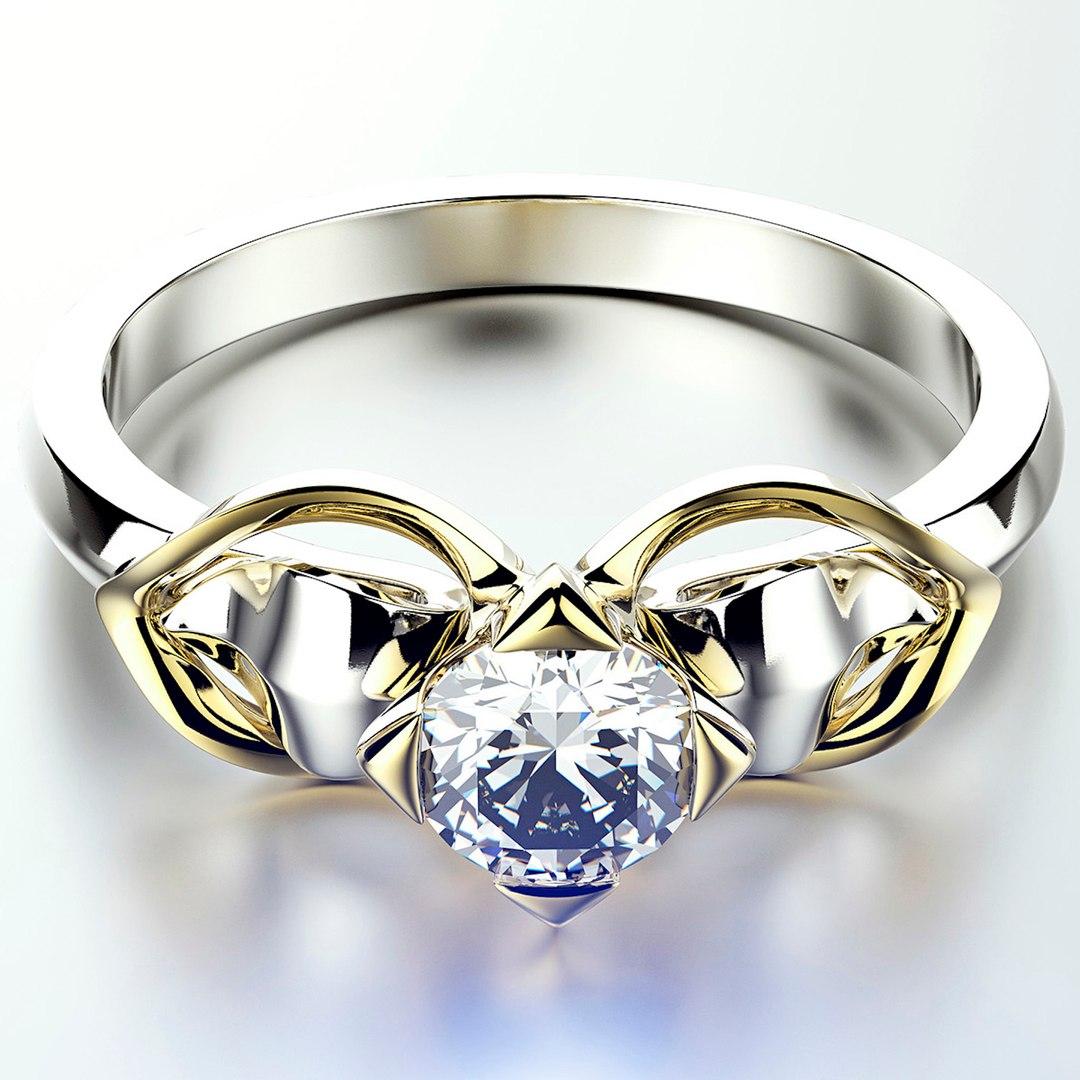 Engagement wedding ring with gem 0103 set of sizes 3dm OBJ STL 3D model ...