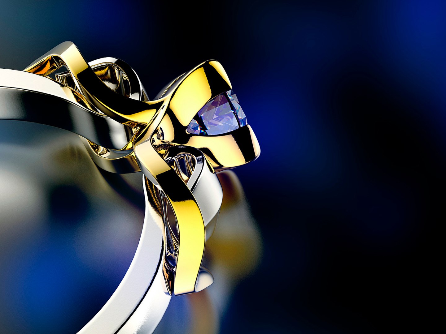 Engagement wedding ring with gem 0103 set of sizes 3dm OBJ STL 3D model ...