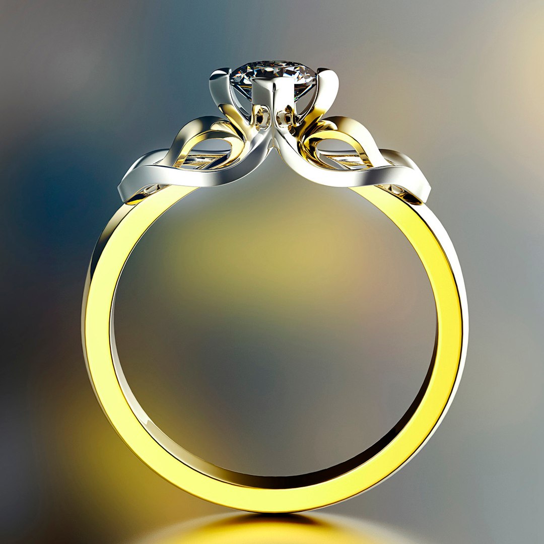 Engagement wedding ring with gem 0103 set of sizes 3dm OBJ STL 3D model ...