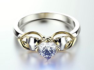 Engagement wedding ring with gem 0103 set of sizes 3dm OBJ STL 3D model