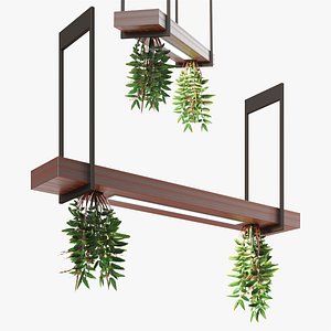 Pendant light with FalseSpirea hanging plant