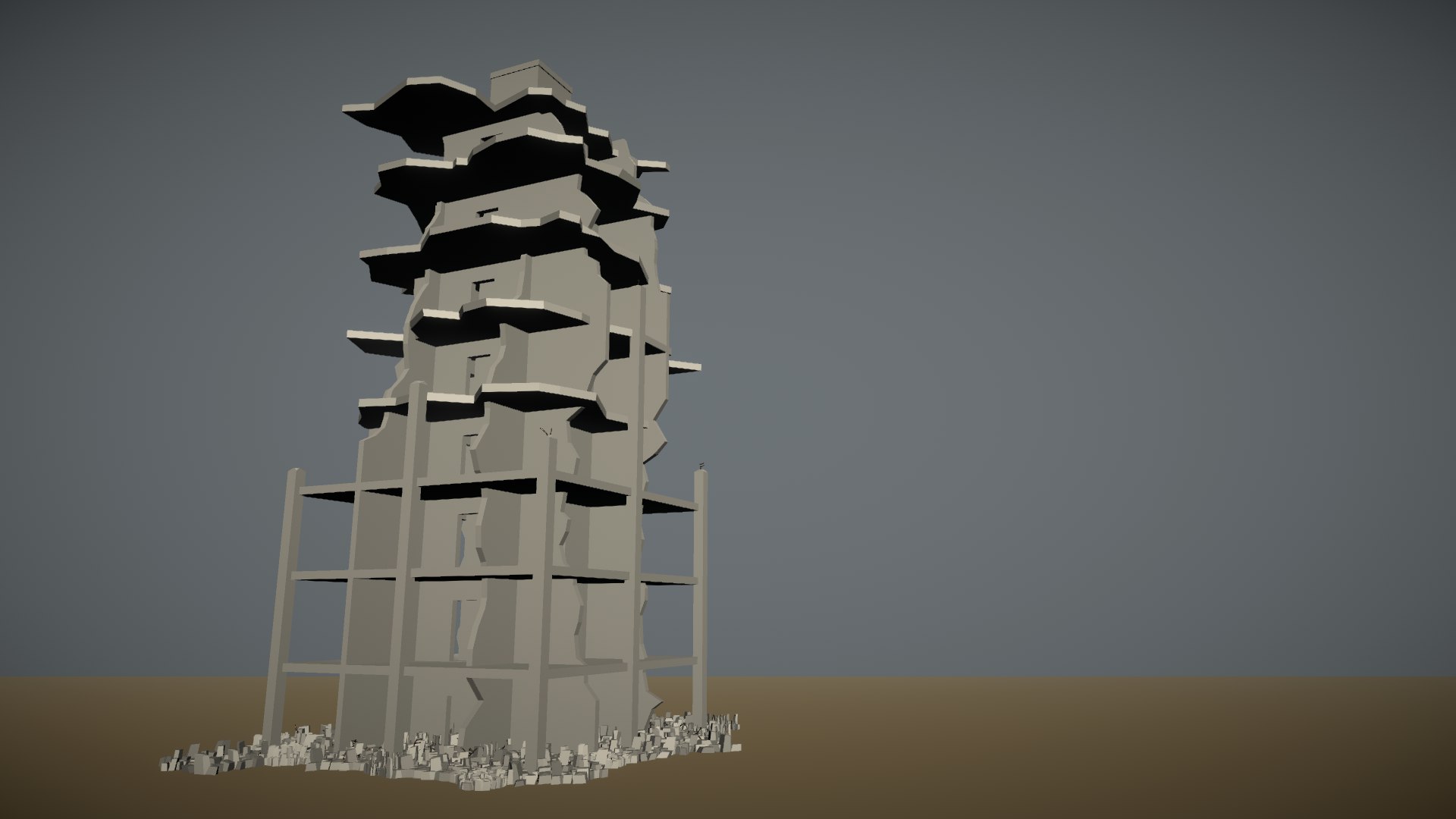 3D destroyed building model https://p.turbosquid.com/ts-thumb/0a/fgWS1V/Vp/destroyedbuilding21rend02/png/1609261074/1920x1080/fit_q87/1a13a9e40071d6e9971f62528ce6a7c36c69a347/destroyedbuilding21rend02.jpg