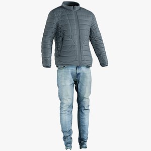 Men's Down Jacket with Jeans