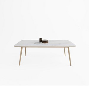 Marble and wood dining table