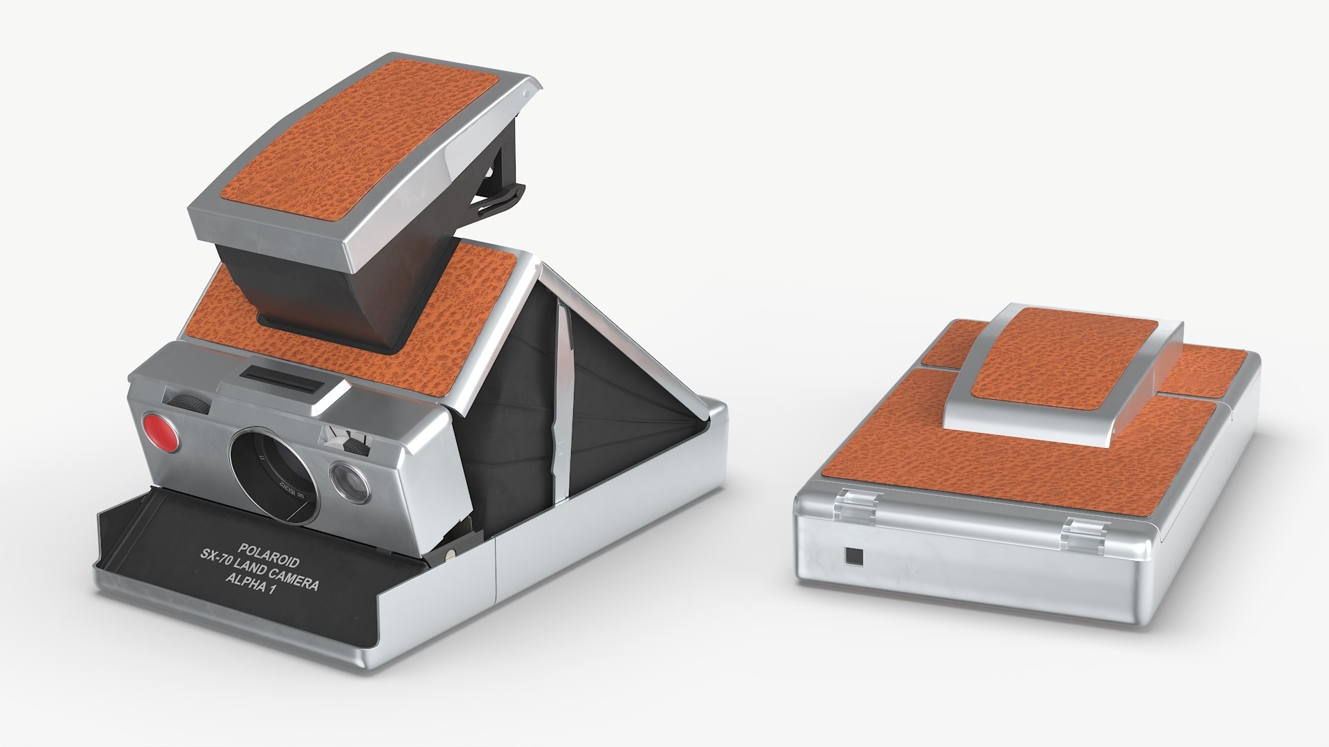 SX-70 Land Series Folding Camera Brown Rigged for Maya 3D model preview