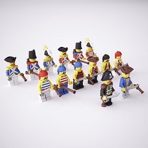 rigged lego pirate minifigs 3d 3ds