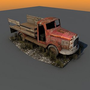 weathered truck ruins obj free
