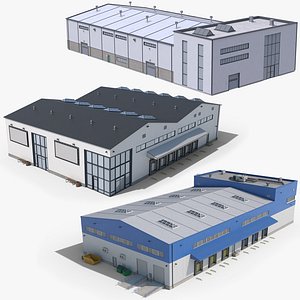 3 Industrial Buildings Collection 3D