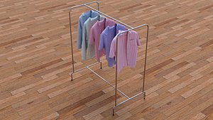 3D model Textured Hanged shirts Rack