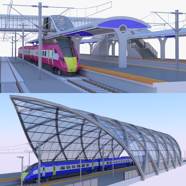 modelo 3d Estaciones con tren Azuma - TurboSquid 2388376