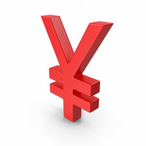 3D Yen Symbol Red