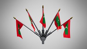 Wall Mount Flags 5 Of Maldives 3D model