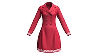 Girls Printed Hem Double-Breasted Coat Dress