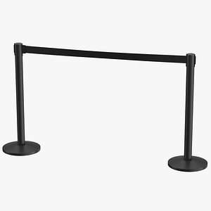 3D airport stanchions black long model
