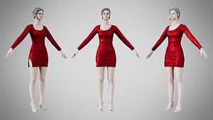 3D Dress 54 Crimson Velvet With Design model