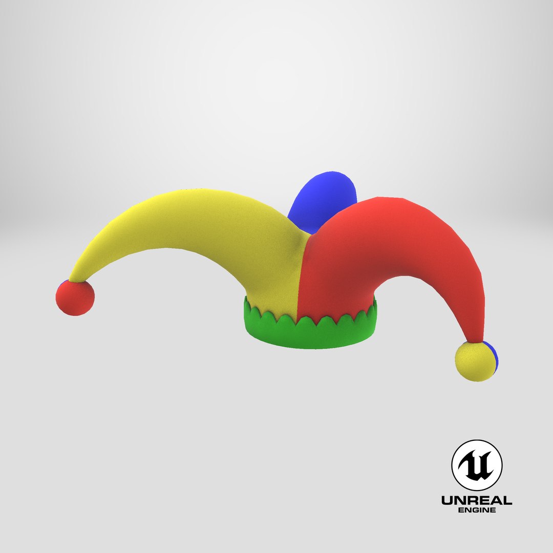 Cartoon clown hat 3D https://p.turbosquid.com/ts-thumb/0b/nOUxHK/fM/stemcell_unreal_render/png/1718286676/1920x1080/fit_q87/1fa12e8b225d7195a4964f661805add787063593/stemcell_unreal_render.jpg