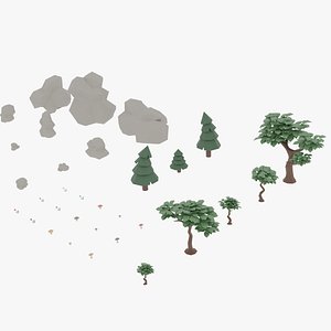 Low Poly Forest Environment Pack - Trees Rocks Flora