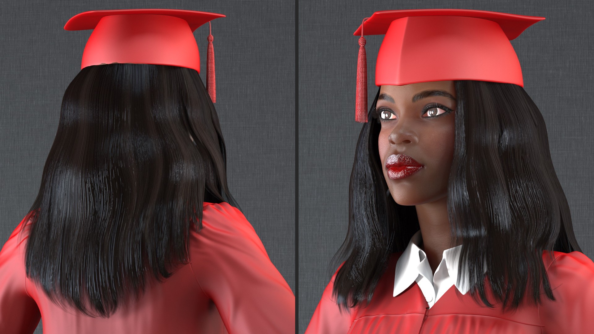 Dark skin graduation gown 3D model - TurboSquid 1669431