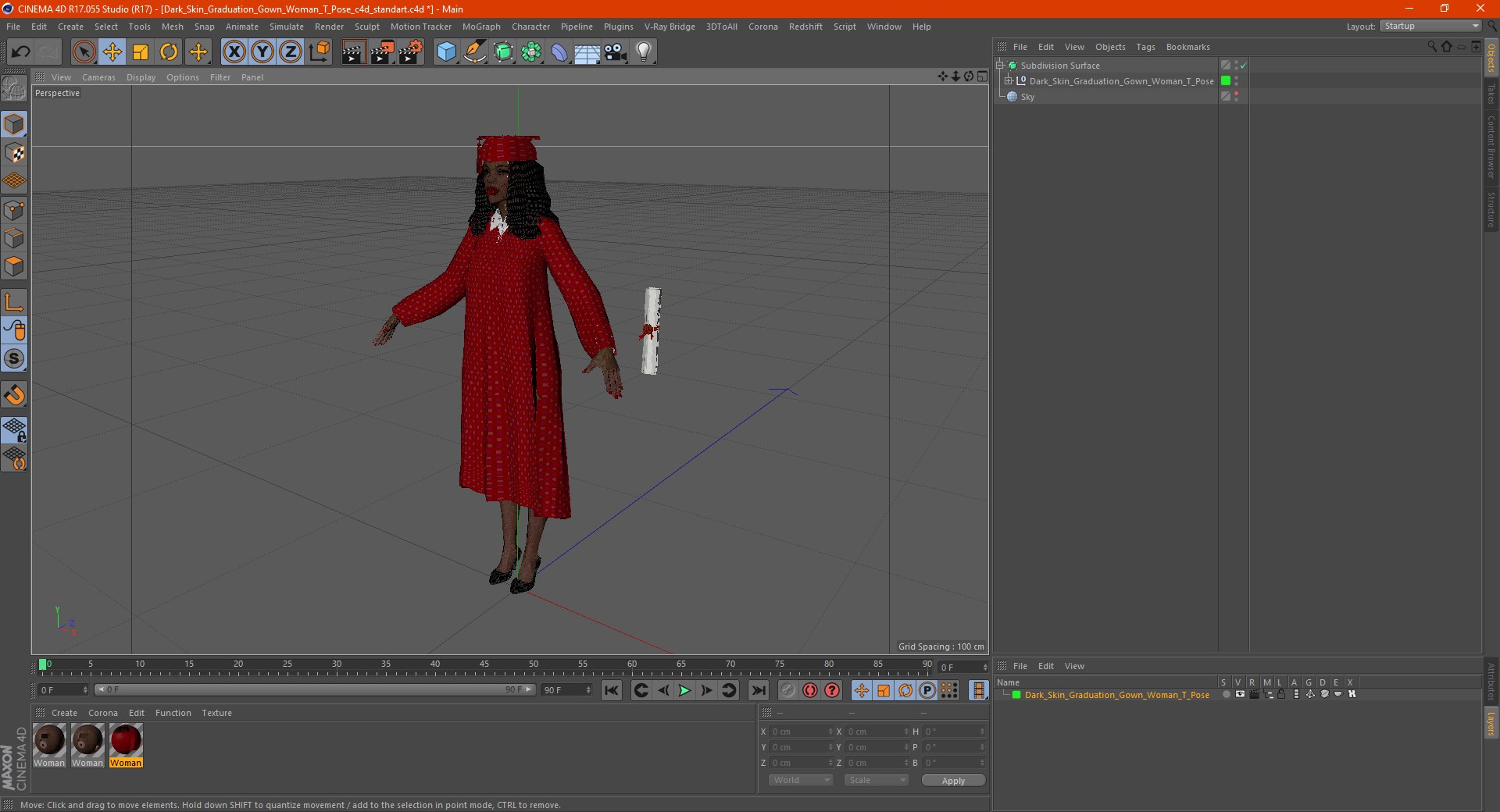 Dark skin graduation gown 3D model - TurboSquid 1669431