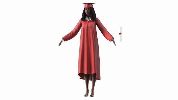 Dark skin graduation gown 3D model - TurboSquid 1669431