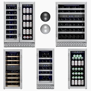 3D Phiestina wine cooler fridge set model