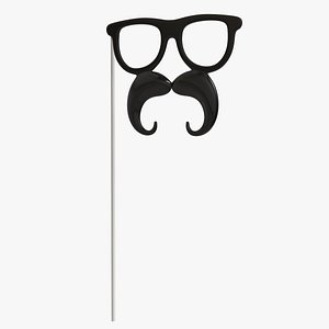 mustache sunglasses stick props 3D model