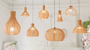 3D 8 Collection  Ceiling wood modern lamps model