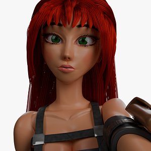 3D model Redhead Assassin Girl Game-Ready Rigged