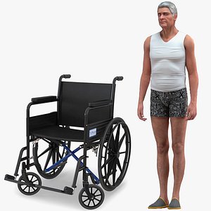 Rigged Old Man with Wheelchair Collection for Cinema 4D 3D model